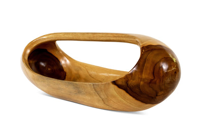 15" Wooden Handmade Oval Fruit Serving Bowl Decorative Centerpiece Hand Carved Decoration Handcrafted Gift Wood