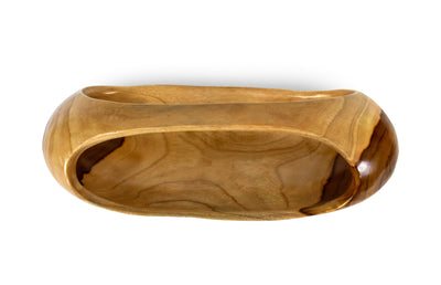 15" Wooden Handmade Oval Fruit Serving Bowl Decorative Centerpiece Hand Carved Decoration Handcrafted Gift Wood