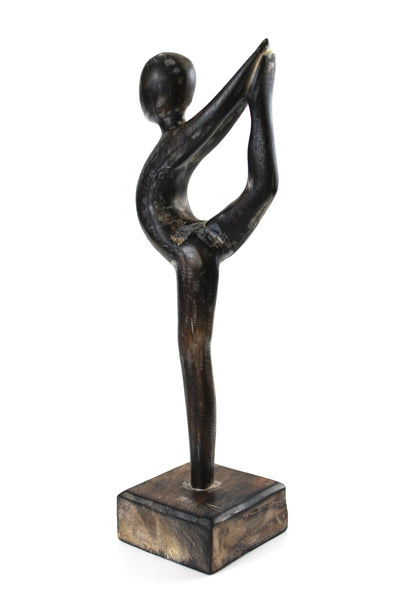 15" Wooden Handmade Abstract Ballet Dancer Sculpture Statue Handcrafted Gift Art Home Decor Figurine Accent Hand Carved Ballerina Attitude Dèrriere