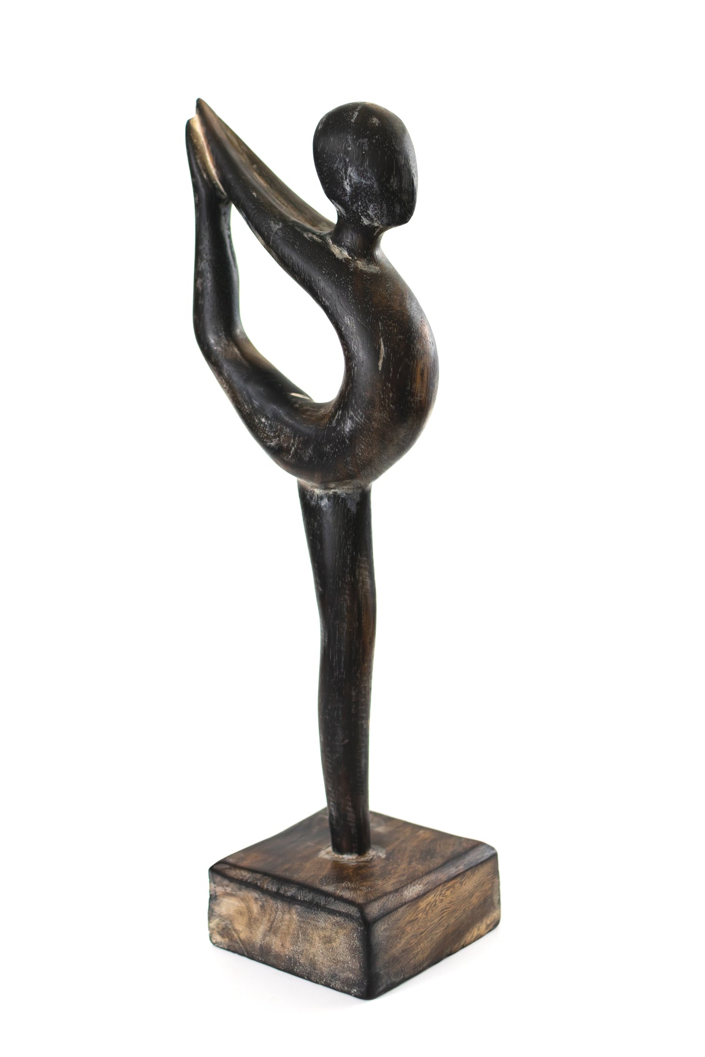 15" Wooden Handmade Abstract Ballet Dancer Sculpture Statue Handcrafted Gift Art Home Decor Figurine Accent Hand Carved Ballerina Attitude Dèrriere
