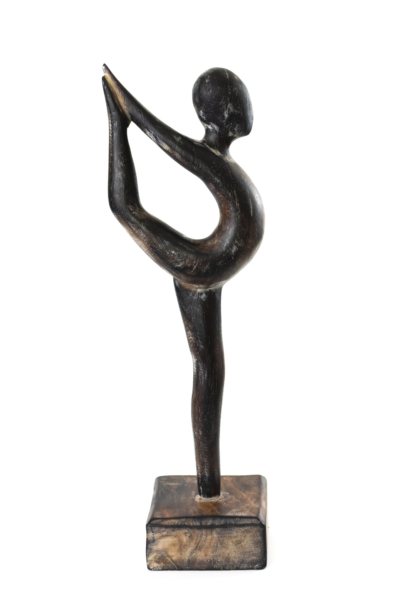 15" Wooden Handmade Abstract Ballet Dancer Sculpture Statue Handcrafted Gift Art Home Decor Figurine Accent Hand Carved Ballerina Attitude Dèrriere