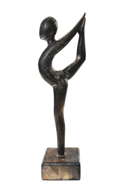 12" Wooden Handmade Abstract Ballet Dancer Sculpture Statue Handcrafted Gift Art Home Decor Figurine Accent Hand Carved Ballerina Attitude Dèrriere