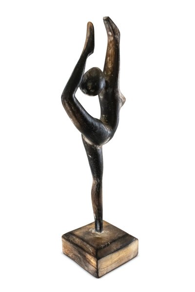 14" Wooden Handmade Abstract Ballet Dancer Sculpture Statue Handcrafted Gift Art Decor Figurine Accent Hand Carved Ballerina Attitude Dèrriere Cambrè