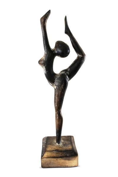 14" Wooden Handmade Abstract Ballet Dancer Sculpture Statue Handcrafted Gift Art Decor Figurine Accent Hand Carved Ballerina Attitude Dèrriere Cambrè