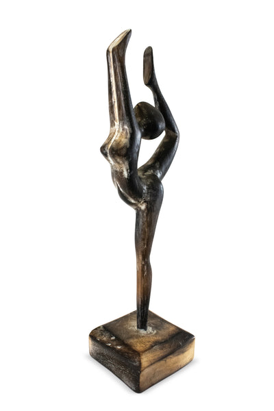 14" Wooden Handmade Abstract Ballet Dancer Sculpture Statue Handcrafted Gift Art Decor Figurine Accent Hand Carved Ballerina Attitude Dèrriere Cambrè