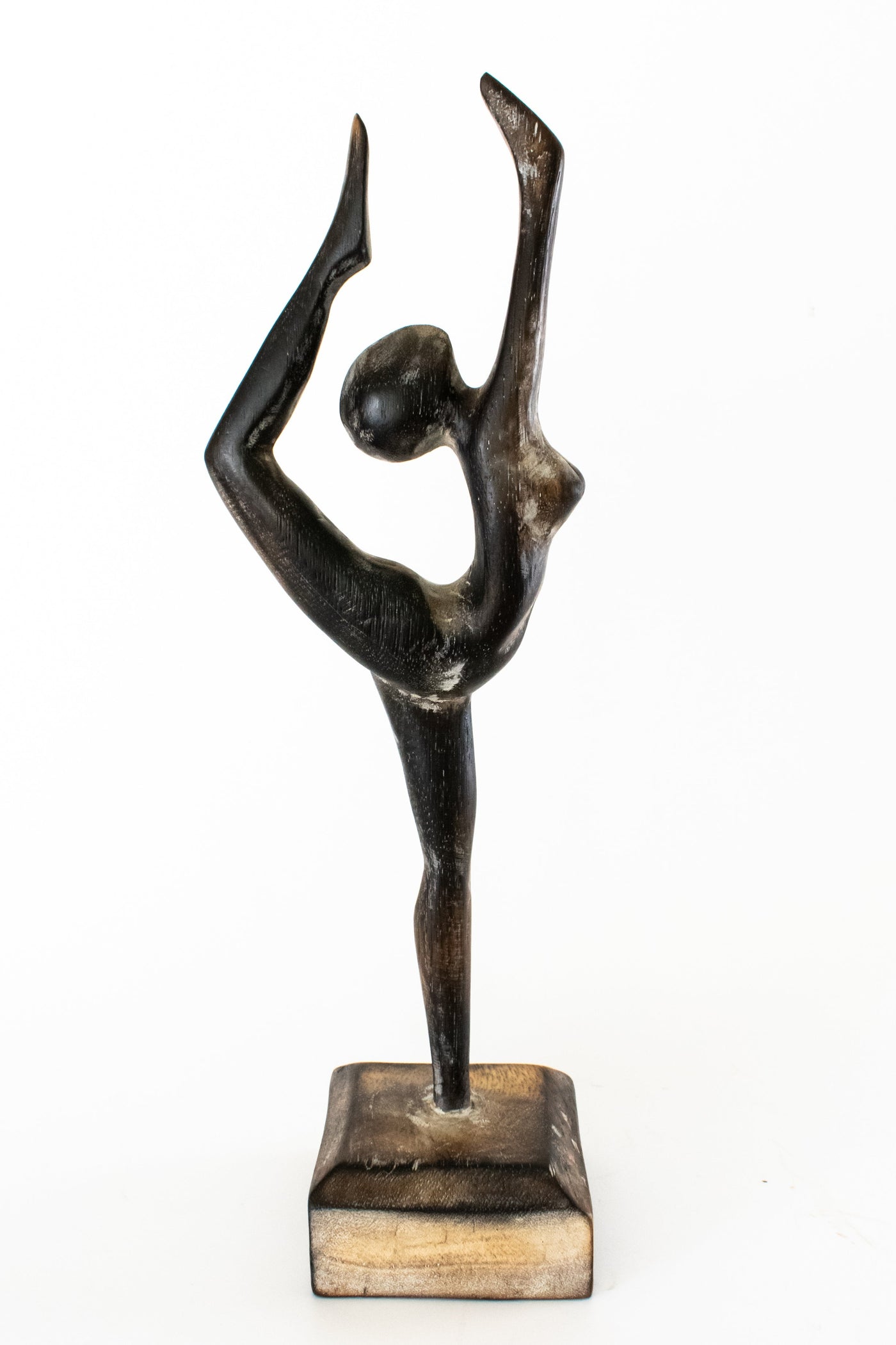 14" Wooden Handmade Abstract Ballet Dancer Sculpture Statue Handcrafted Gift Art Decor Figurine Accent Hand Carved Ballerina Attitude Dèrriere Cambrè