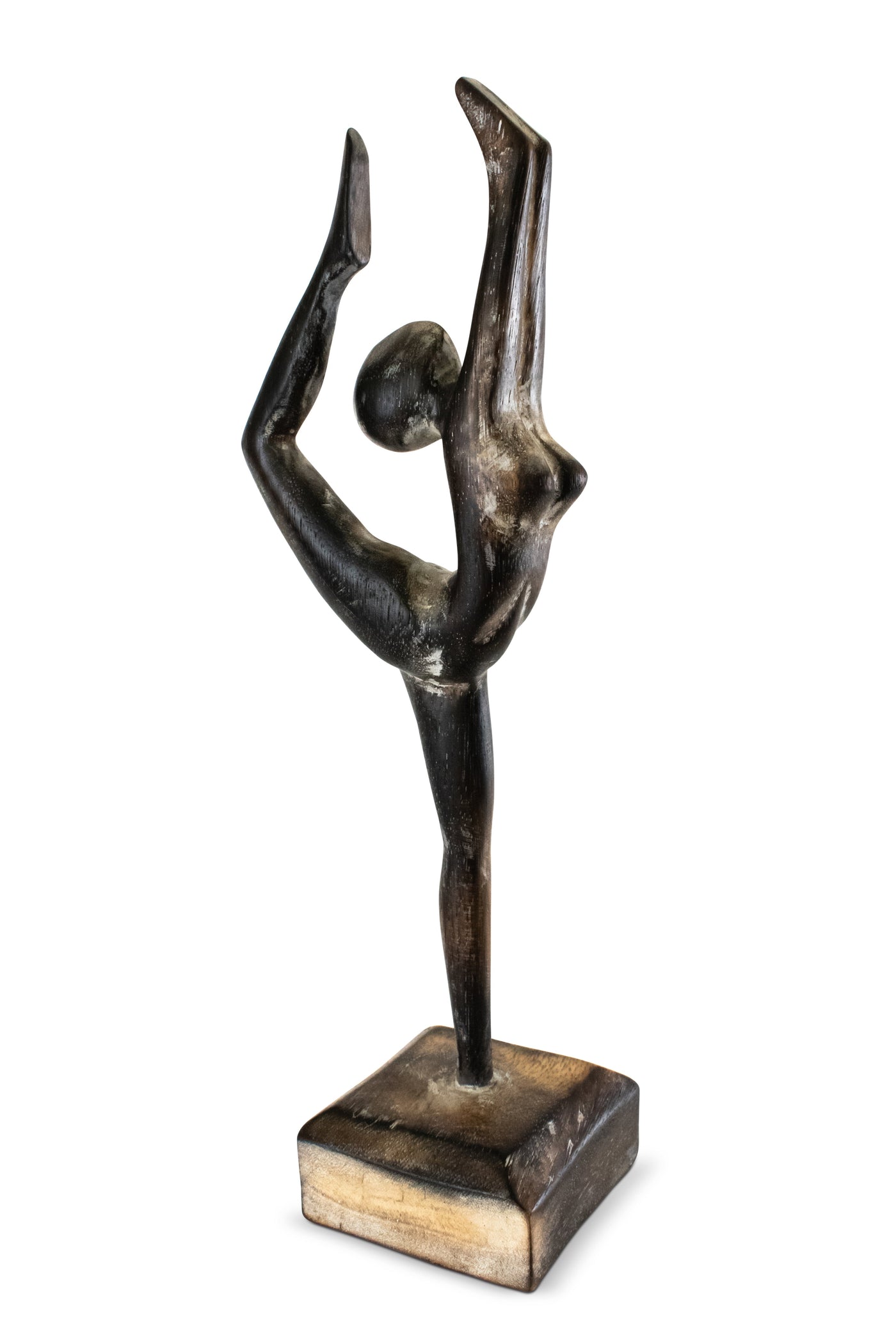 14" Wooden Handmade Abstract Ballet Dancer Sculpture Statue Handcrafted Gift Art Decor Figurine Accent Hand Carved Ballerina Attitude Dèrriere Cambrè