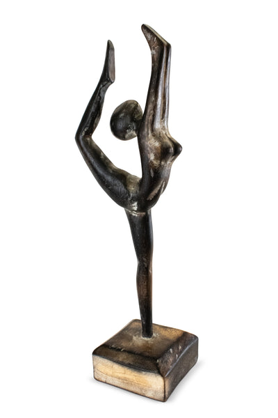 14" Wooden Handmade Abstract Ballet Dancer Sculpture Statue Handcrafted Gift Art Decor Figurine Accent Hand Carved Ballerina Attitude Dèrriere Cambrè