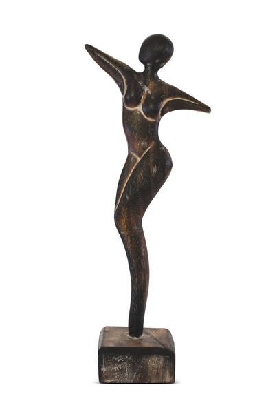 14" Wooden Handmade Abstract Tango Dancer Sculpture Statue Handcrafted Gift Art Decorative Home Decor Figurine Accent Decoration Artwork Hand Carved