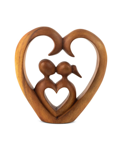 8" Wooden Hand Carved Abstract Contemporary Statue "Heart and Soul" Figurine Gift Home Decor Sculpture Accent Handmade Art Decoration