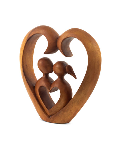 8" Wooden Hand Carved Abstract Contemporary Statue "Heart and Soul" Figurine Gift Home Decor Sculpture Accent Handmade Art Decoration