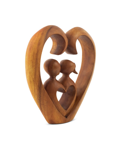 8" Wooden Hand Carved Abstract Contemporary Statue "Heart and Soul" Figurine Gift Home Decor Sculpture Accent Handmade Art Decoration
