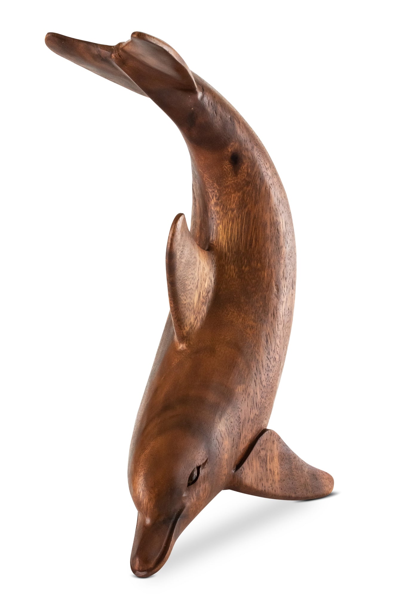 12" Wooden Hand Carved Dancing Dolphin Statue Sculpture Wood Decor Fish Figurine Handcrafted Handmade Seaside Tropical Nautical Ocean Coastal
