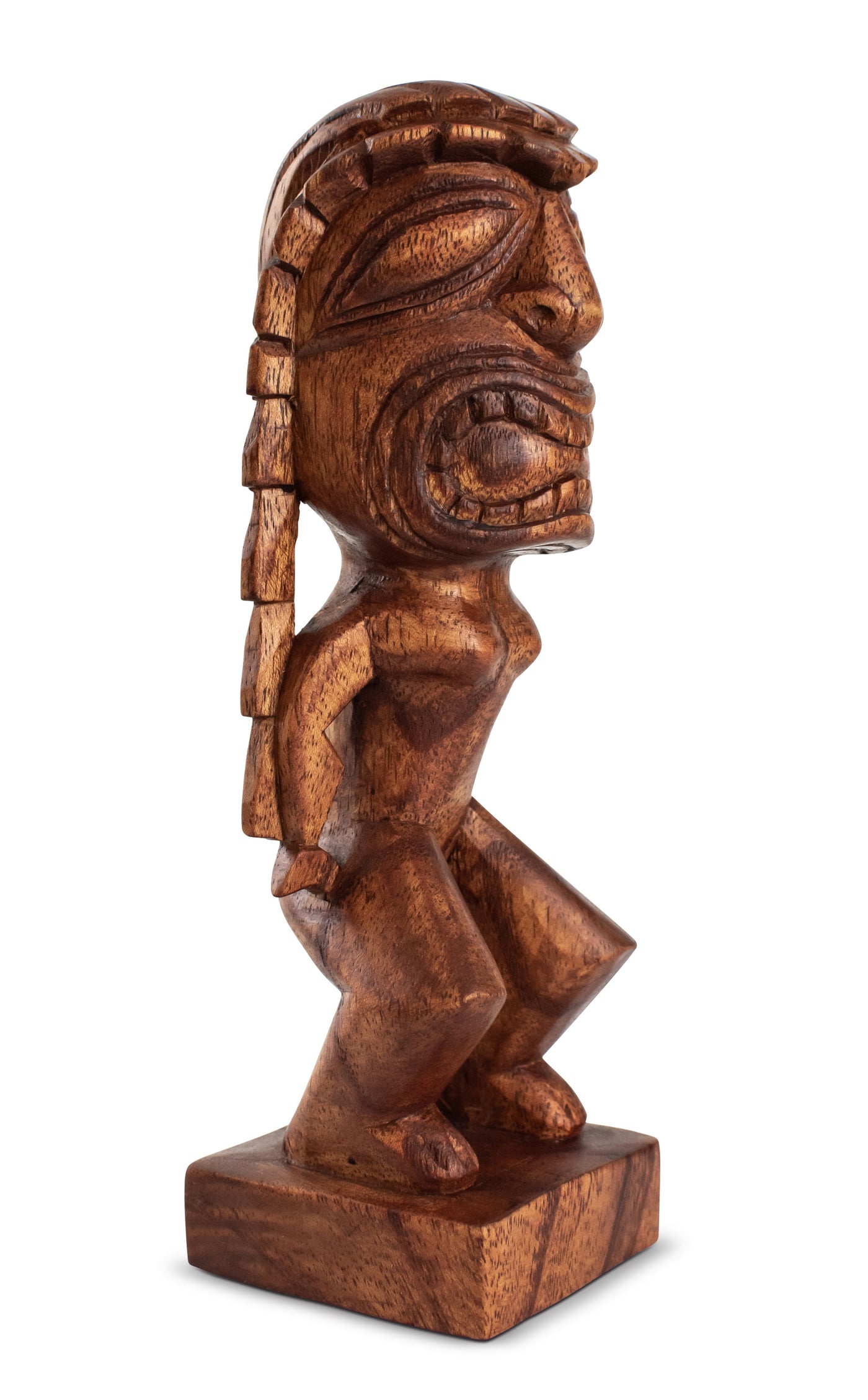 Handmade Wooden Primitive Angry Face Curly Hair Tribal Statue Sculpture Tiki Bar Handcrafted Unique Gift Art Home Decor Accent Figurine Hand Carved