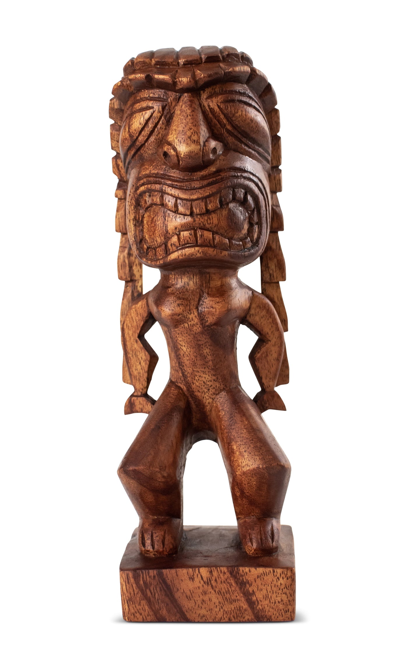 Handmade Wooden Primitive Angry Face Curly Hair Tribal Statue Sculpture Tiki Bar Handcrafted Unique Gift Art Home Decor Accent Figurine Artwork Hand Carved