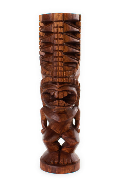 Handmade Wooden Primitive Angry Face Big Forehead Tribal Statue Sculpture Tiki Bar Handcrafted Unique Gift Art Home Decor Accent Figurine Artwork Hand Carved