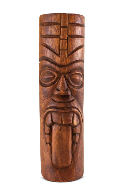 Handmade Wooden Primitive Sticking Tongue Out Tribal Statue Sculpture Tiki Bar Handcrafted Gift Home Decor Accent Figurine Artwork Hand Carved Wood