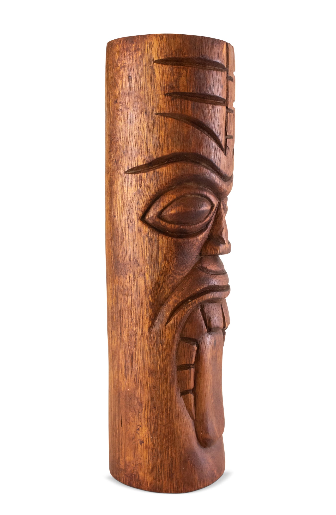Handmade Wooden Primitive Sticking Tongue Out Tribal Statue Sculpture Tiki Bar Handcrafted Gift Home Decor Accent Figurine Artwork Hand Carved Wood