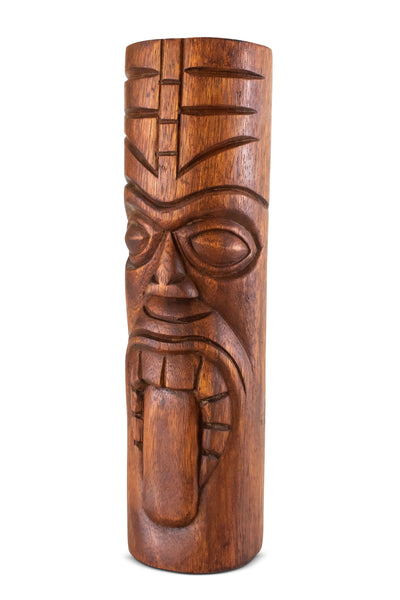 Handmade Wooden Primitive Sticking Tongue Out Tribal Statue Sculpture Tiki Bar Handcrafted Gift Home Decor Accent Figurine Artwork Hand Carved Wood