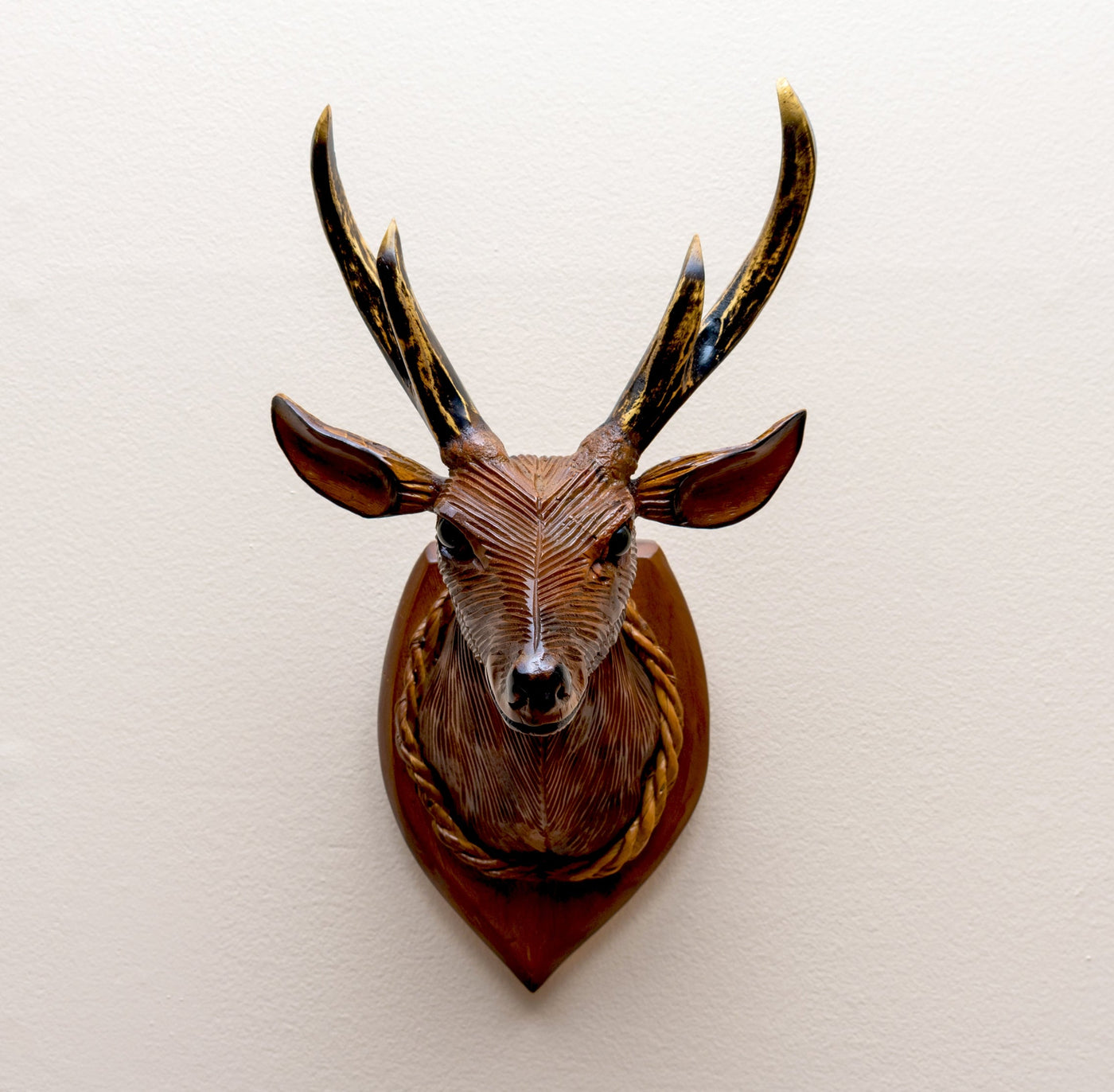 15" Deer Wall Hanging Decor Head Sculpture Art Decorative Home Decor Accent Lodge Wooden Handmade Figurine Handcrafted Decoration