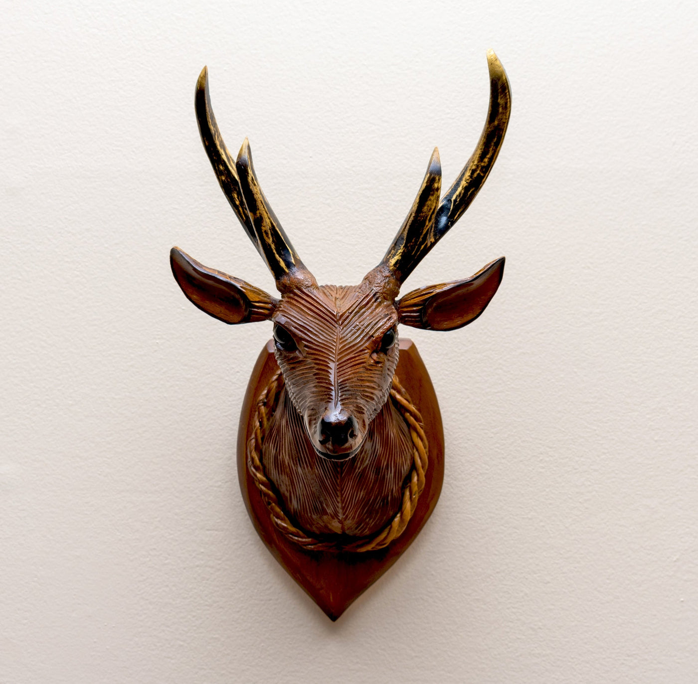 14" Deer Wall Hanging Decor Head Sculpture Art Decorative Home Decor Accent Lodge Wooden Handmade Figurine Handcrafted Decoration