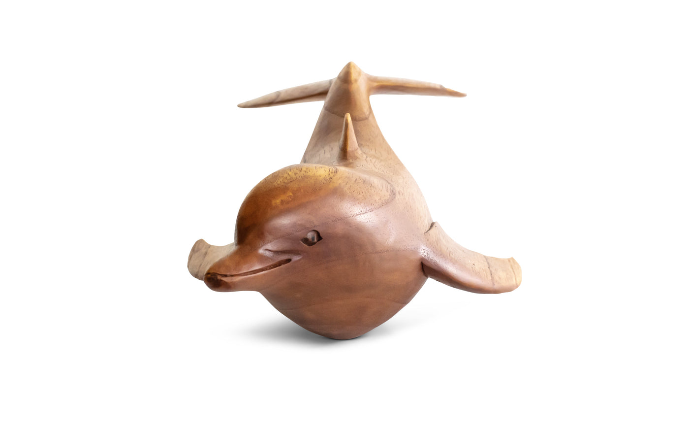 Wooden Hand Carved Swimming Dolphin Statue Sculpture Wood Decorative Decor Fish Figurine Handcrafted Handmade Seaside Tropical Nautical Ocean Coastal