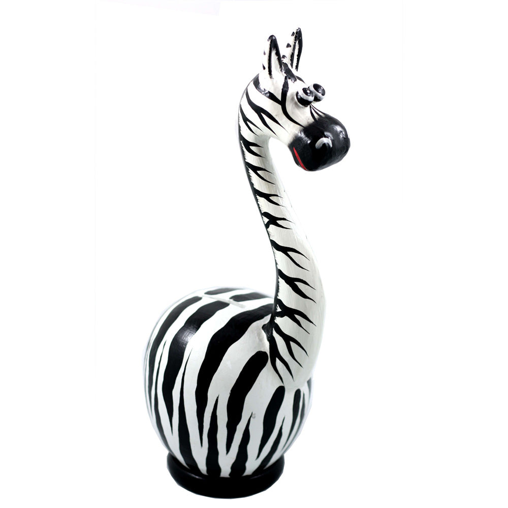 Unique Handmade Wooden Zebra Cute Coin Piggy Bank Statue Figurine Handcrafted Wood Hand Carved Keepsake Saving Money Adorable Kids Room Decor Gift