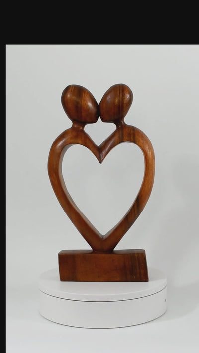 12" Wooden Handmade Abstract Sculpture Statue Handcrafted "Loving You" Gift Art Decorative Home Decor Figurine Accent Decoration Artwork Hand Carved