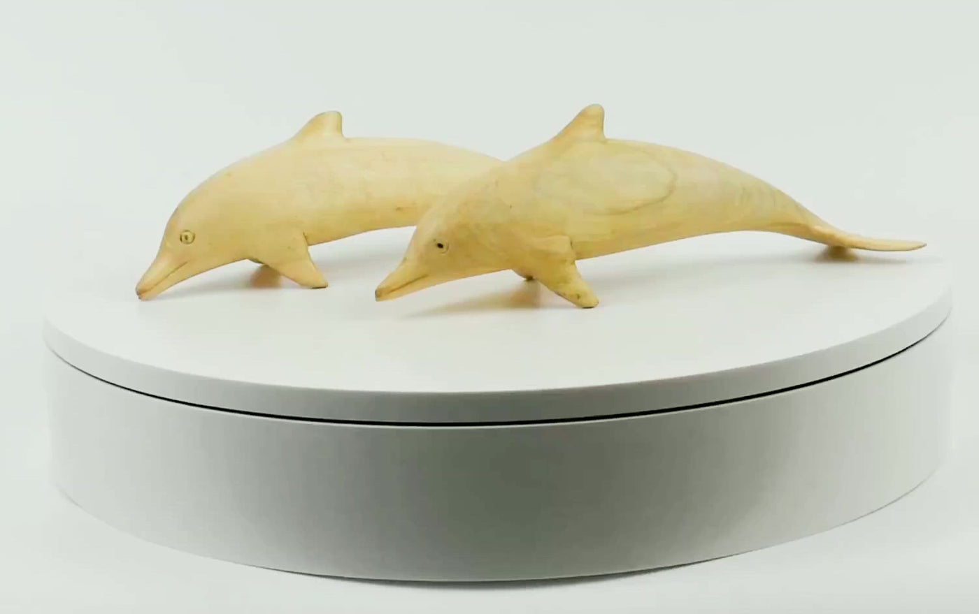 Wooden Hand Carved Set of 2 Swimming Dolphins Statue Sculpture Wood Decor Fish Figurine Handcrafted Handmade Seaside Tropical Nautical Ocean Coastal